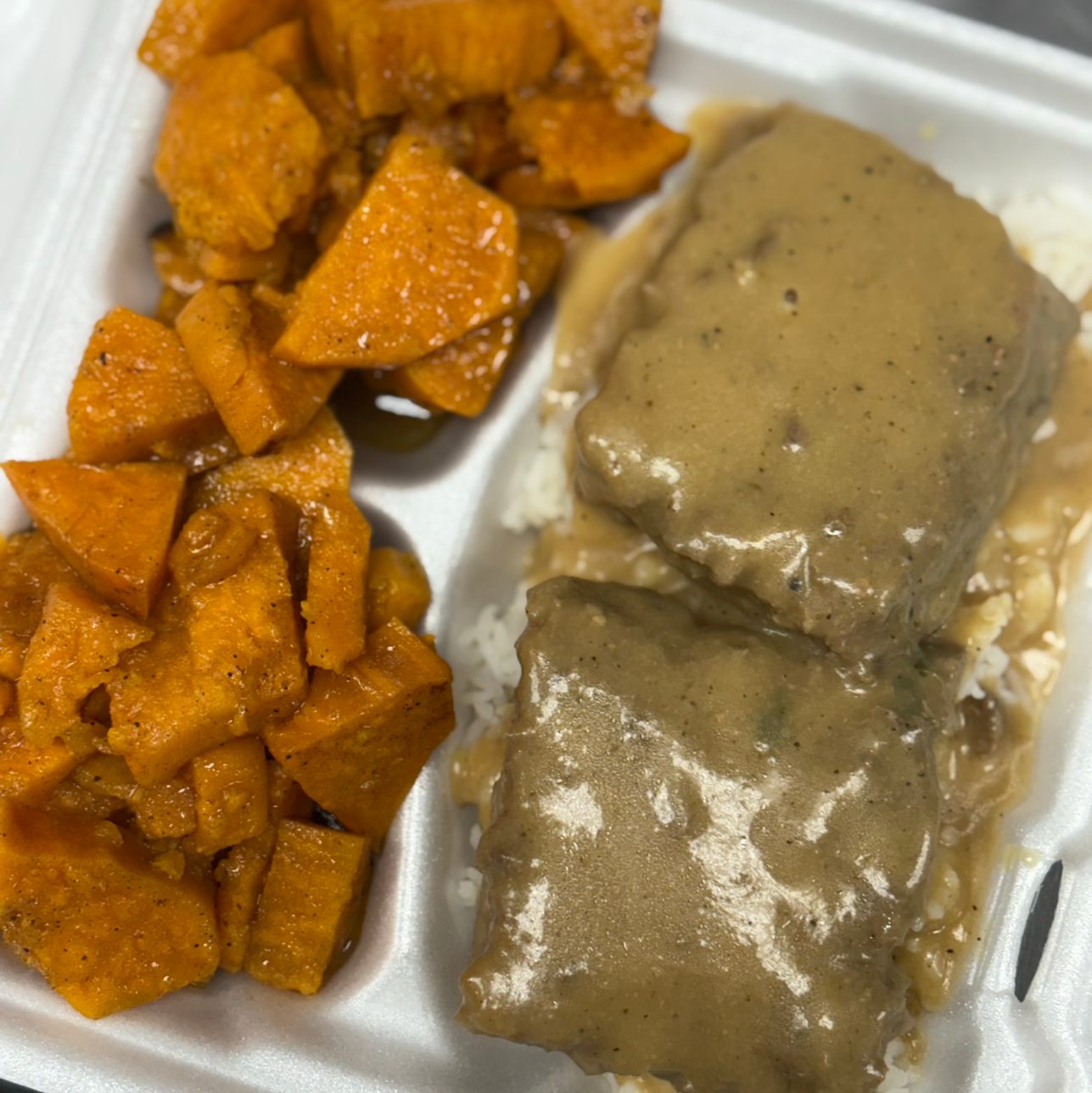 Hamburger Steak with White Rice Combo.